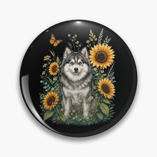 Item preview, Pomsky With Sunflower Cottagecore Art Dog Owner designed and sold by TerryConnells.