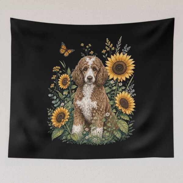 Artikelvorschau, Pudel mit Sonnenblume, Cottagecore-Kunst, Hundebesitzer entworfen und verkauft von TerryConnells.