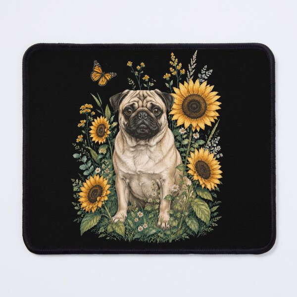 Item preview, Pug With Sunflower Cottagecore Art Dog Owner designed and sold by TerryConnells.