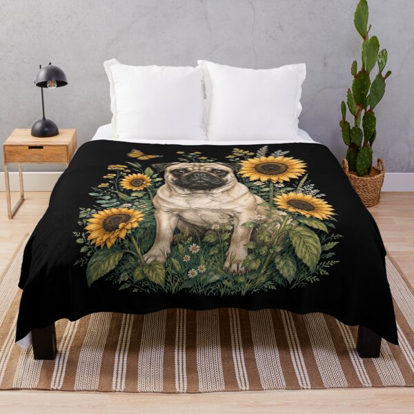 Item preview, Pug With Sunflower Cottagecore Art Dog Owner designed and sold by TerryConnells.