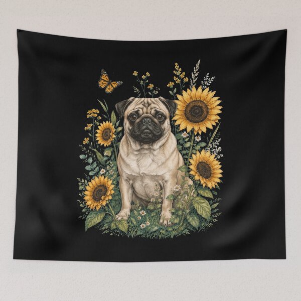 Item preview, Pug With Sunflower Cottagecore Art Dog Owner designed and sold by TerryConnells.