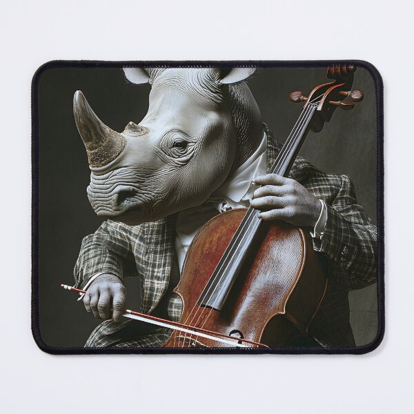 Item preview, Rhino Playing Cello in Classic Suit and Slippers designed and sold by Artessie.