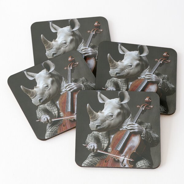 Item preview, Rhino Playing Cello in Classic Suit and Slippers designed and sold by Artessie.