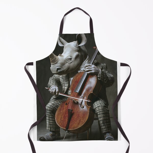 Item preview, Rhino Playing Cello in Classic Suit and Slippers designed and sold by Artessie.