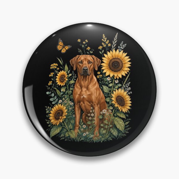 Item preview, Rhodesian Ridgeback With Sunflower Cottagecore Art Dog Owner designed and sold by TerryConnells.
