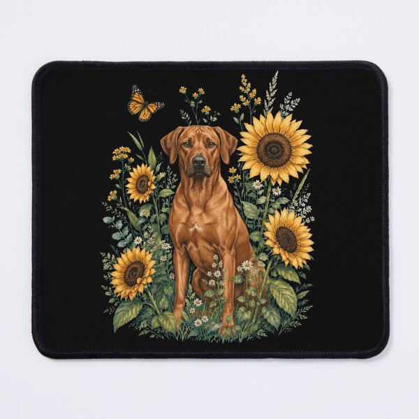 Item preview, Rhodesian Ridgeback With Sunflower Cottagecore Art Dog Owner designed and sold by TerryConnells.