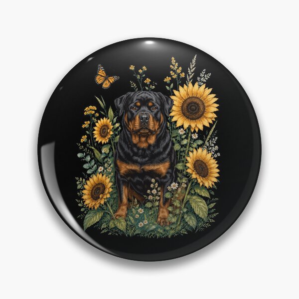 Artikelvorschau, Rottweiler mit Sonnenblume Cottagecore-Kunst Hundebesitzer entworfen und verkauft von TerryConnells.