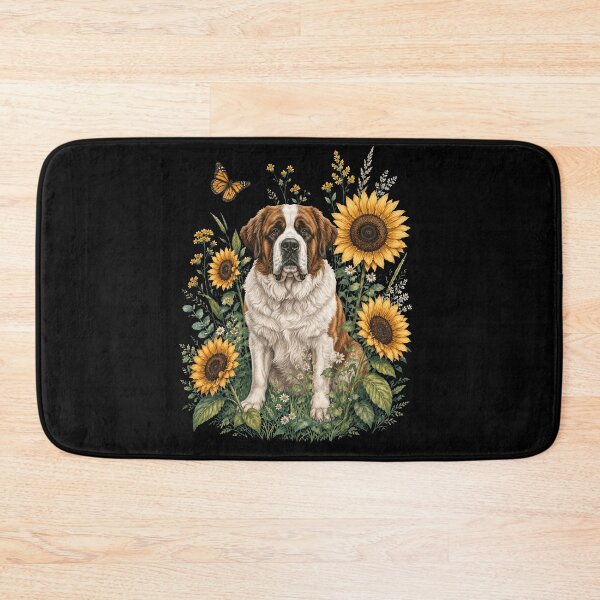 Item preview, Saint Bernard With Sunflower Cottagecore Art Dog Owner designed and sold by TerryConnells.