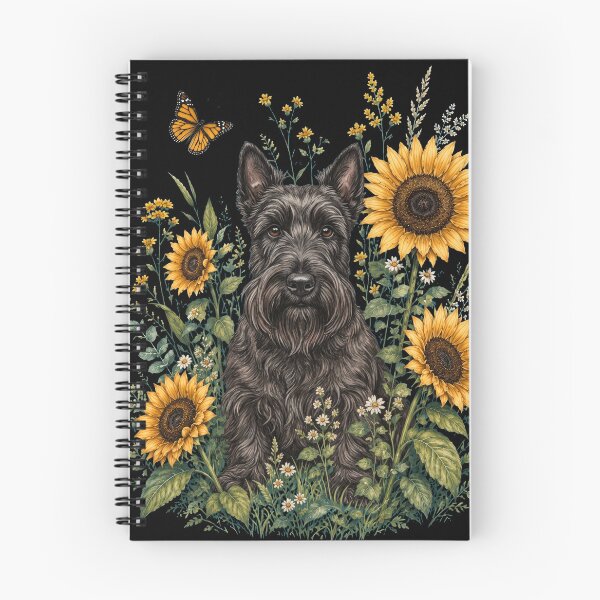 Item preview, Dueño de un perro con un terrier escocés y un girasol de estilo cottagecore. designed and sold by TerryConnells.