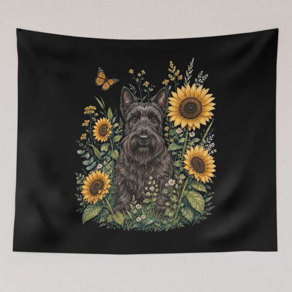 Item preview, Scottish Terrier With Sunflower Cottagecore Art Dog Owner designed and sold by TerryConnells.