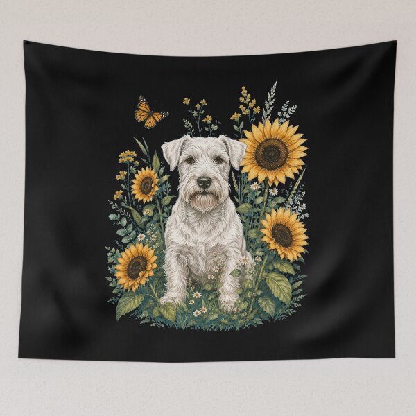 Item preview, Sealyham Terrier With Sunflower Cottagecore Art Dog Owner designed and sold by TerryConnells.