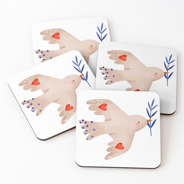 Item preview, beige peace dove with red hearts designed and sold by the-myro.