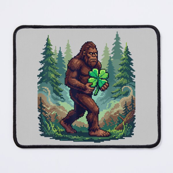 Item preview, St Patricks Day Bigfoot Sasquatch Shamrock Lucky Pixel Art designed and sold by mjohnson9.
