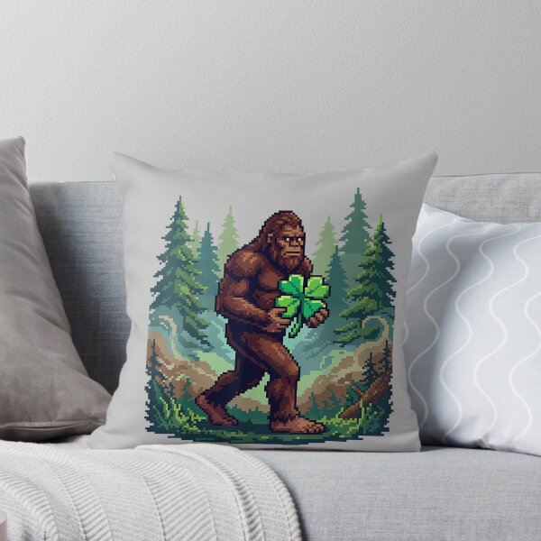 Item preview, St Patricks Day Bigfoot Sasquatch Shamrock Lucky Pixel Art designed and sold by mjohnson9.