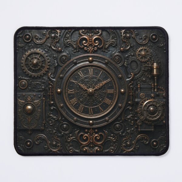 Item preview, Steampunk Clock 3D Cog Black Pattern Grungy designed and sold by GrinGalore.