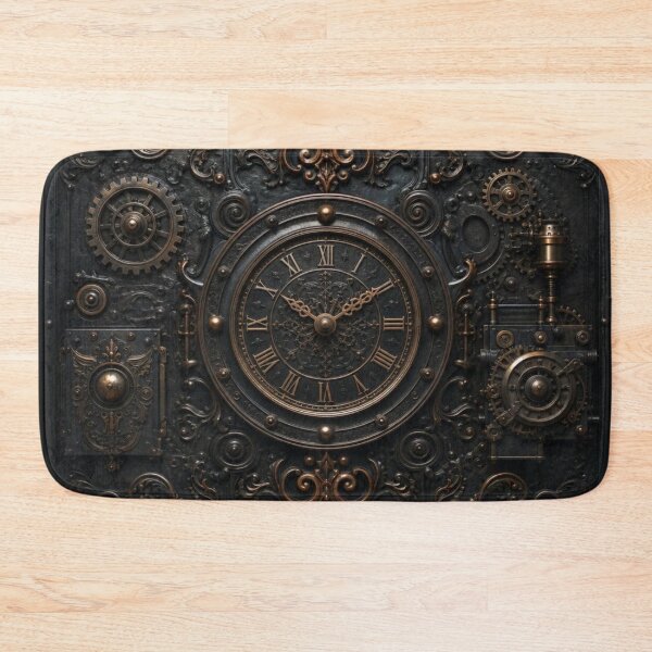 Item preview, Steampunk Clock 3D Cog Black Pattern Grungy designed and sold by GrinGalore.