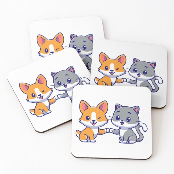 Item preview, Cute Dog and Cat Fist Bump Best Friends Cartoon designed and sold by achristiaf.