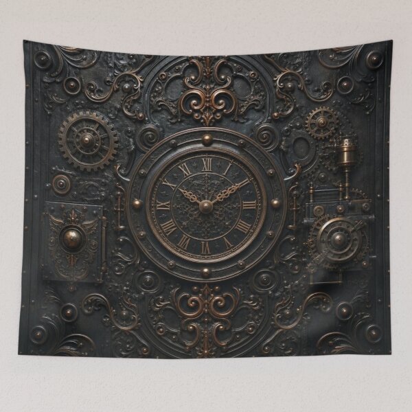 Item preview, Steampunk Clock 3D Cog Black Pattern Grungy designed and sold by GrinGalore.