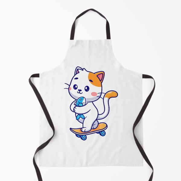 Item preview, Cute Skater Cat Holding Fish Cartoon designed and sold by achristiaf.