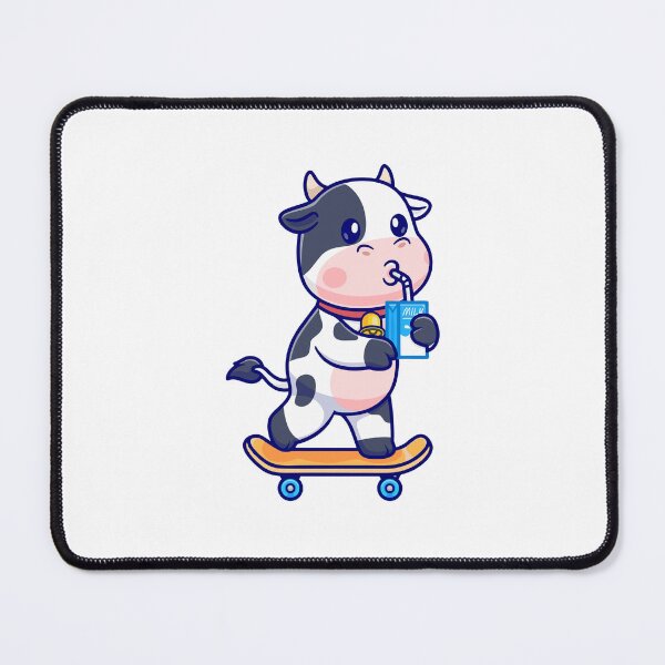 Item preview, Cute Skater Cow Drinking Milk Cartoon designed and sold by achristiaf.