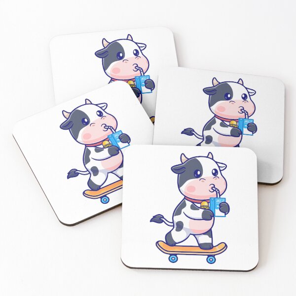 Item preview, Cute Skater Cow Drinking Milk Cartoon designed and sold by achristiaf.