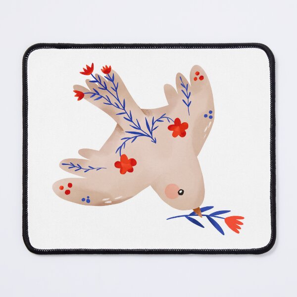 Item preview, Peaceful White Bird Blooming With Red Flowers Against War designed and sold by the-myro.