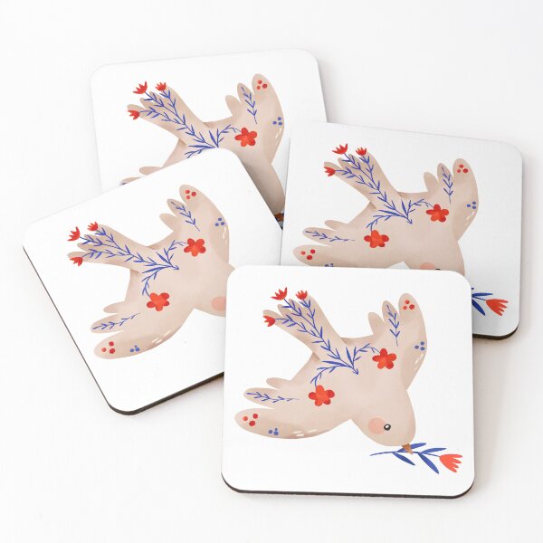 Item preview, Peaceful White Bird Blooming With Red Flowers Against War designed and sold by the-myro.