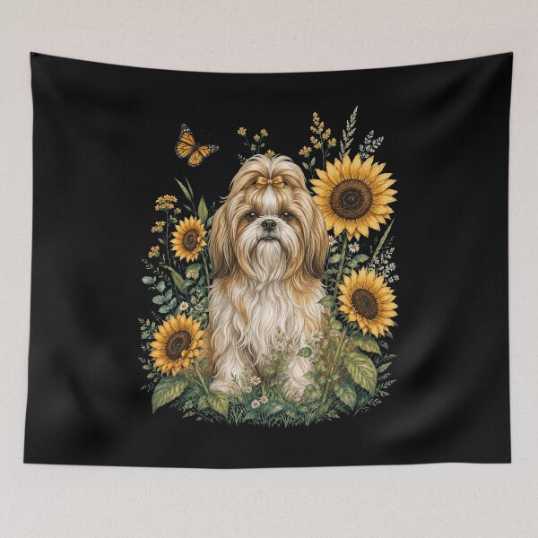 Item preview, Shih Tzu With Sunflower Cottagecore Art Dog Owner designed and sold by TerryConnells.