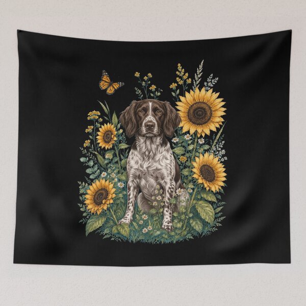 Item preview, Small Munsterlander Pointer With Sunflower Cottagecore Art Dog Owner designed and sold by TerryConnells.