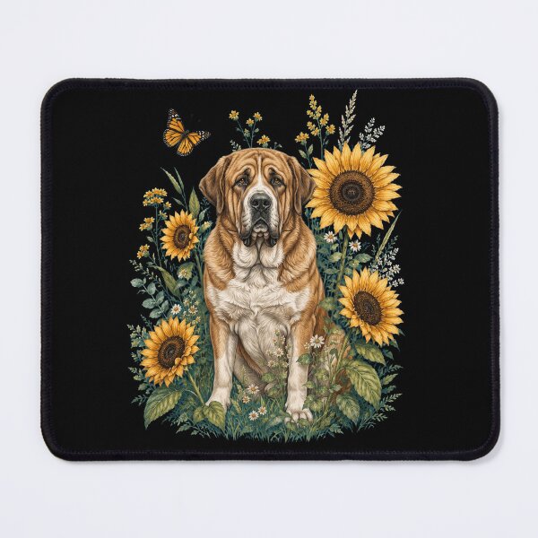Item preview, Spanish Mastiff With Sunflower Cottagecore Art Dog Owner designed and sold by TerryConnells.