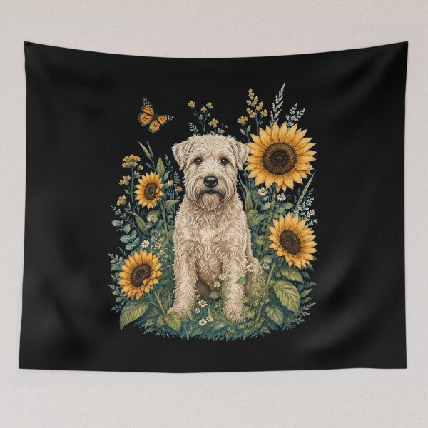 Item preview, Soft Coated Wheaten Terrier With Sunflower Cottagecore Art Dog Owner designed and sold by TerryConnells.