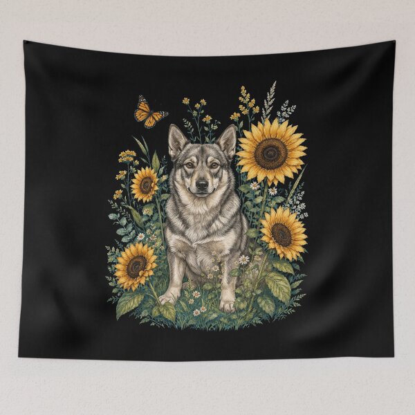 Item preview, Swedish Vallhund With Sunflower Cottagecore Art Dog Owner designed and sold by TerryConnells.