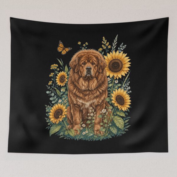 Item preview, Tibetan Mastiff With Sunflower Cottagecore Art Dog Owner designed and sold by TerryConnells.