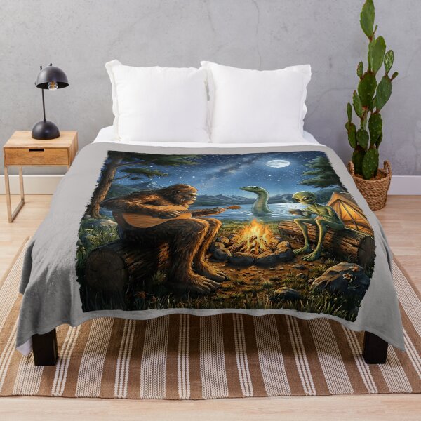 Item preview, Bigfoot and Alien Loch Ness Campfire Sasquatch Funny Camping designed and sold by GreggRoss.