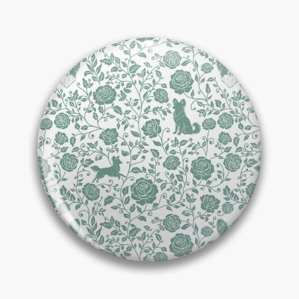 Item preview, Papillon Floral Silhouette Pattern | Elegant Butterfly Dog Design in Green designed and sold by WildLakePatterns.