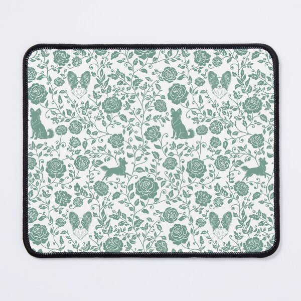 Item preview, Papillon Floral Silhouette Pattern | Elegant Butterfly Dog Design in Green designed and sold by WildLakePatterns.