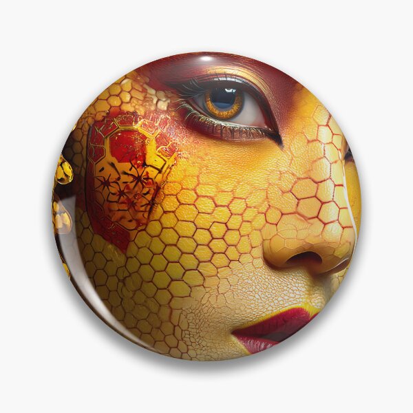 Item preview, Vibrant Honeycomb Geisha Portrait with Golden Accents designed and sold by Artessie.