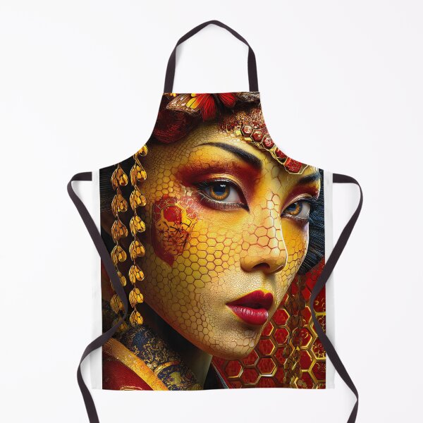Item preview, Vibrant Honeycomb Geisha Portrait with Golden Accents designed and sold by Artessie.