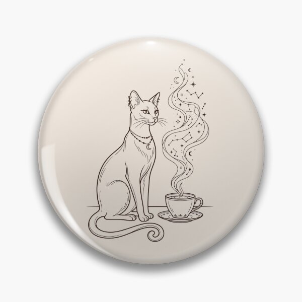Item preview, Luxury Minimalist Cat and Coffee Cup Line Art designed and sold by Pickmash.