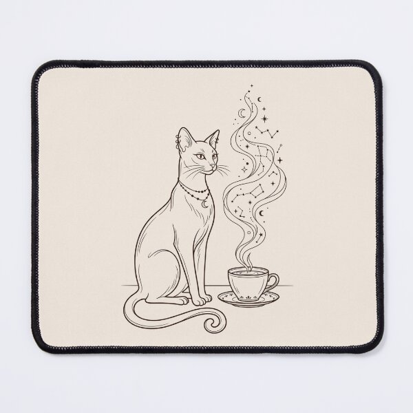 Item preview, Luxury Minimalist Cat and Coffee Cup Line Art designed and sold by Pickmash.