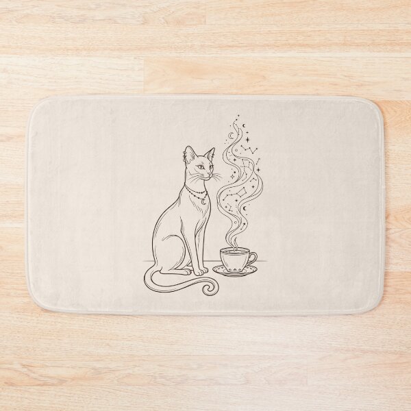 Item preview, Luxury Minimalist Cat and Coffee Cup Line Art designed and sold by Pickmash.