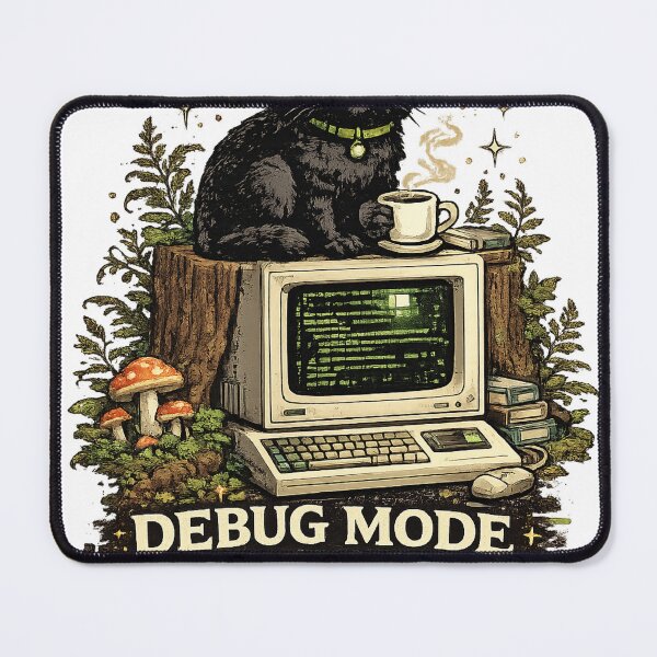 Item preview, Debug Mode Retro Tech Cat Hacker T-Shirt designed and sold by NeonVoid Studio.