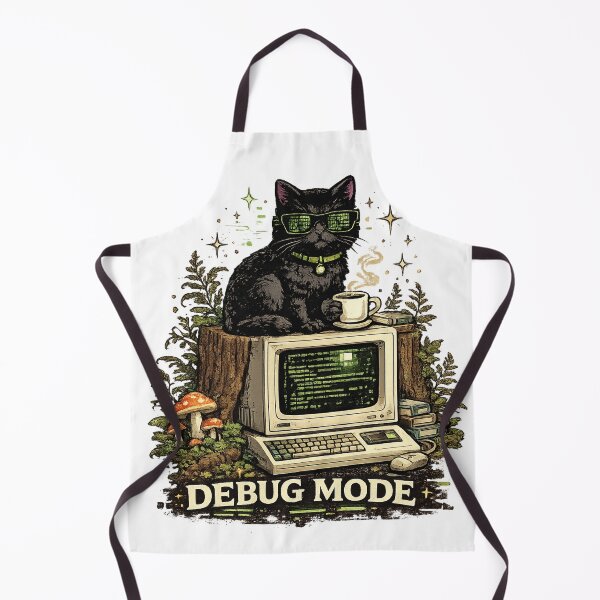 Item preview, Debug Mode Retro Tech Cat Hacker T-Shirt designed and sold by NeonVoid Studio.