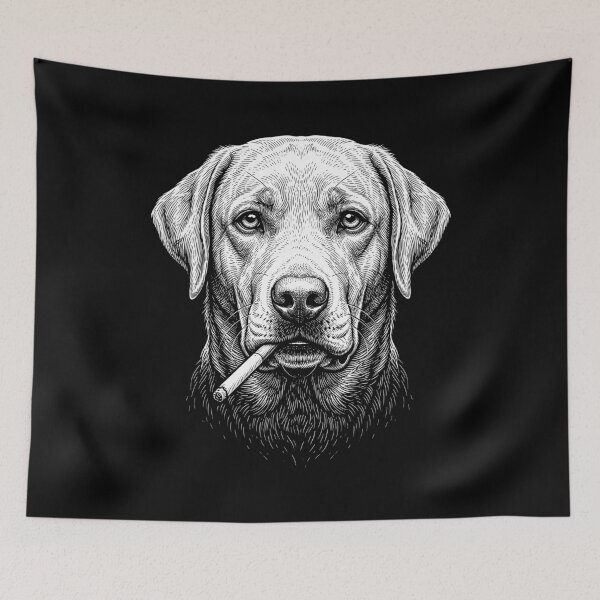 Item preview, Funny Labrador Retriever Smoking Meme Dog Owner designed and sold by DoodleTortle.