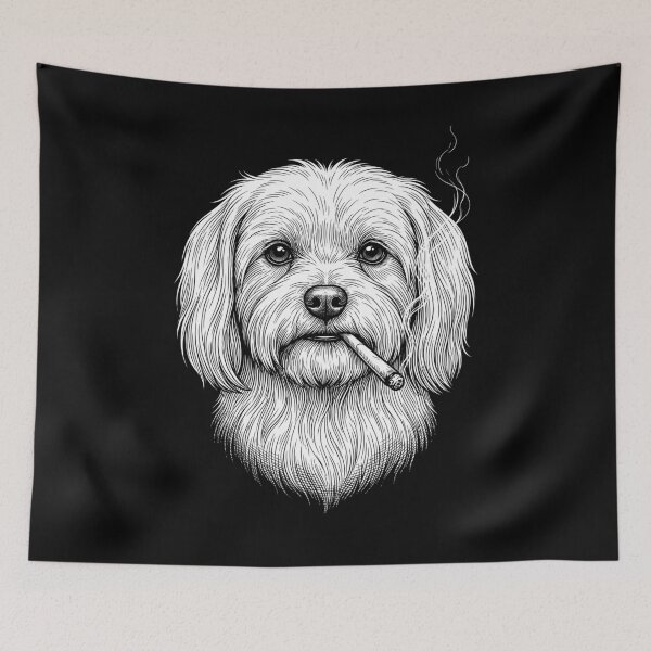 Item preview, Funny Maltese Smoking Meme Dog Owner designed and sold by DoodleTortle.