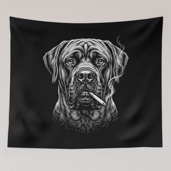 Item preview, Funny Mastiff Smoking Meme Dog Owner designed and sold by DoodleTortle.