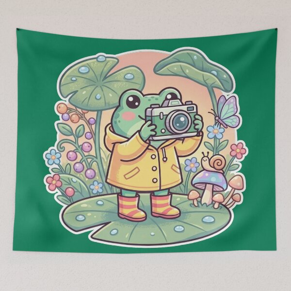 Item preview, Nature Photographer Frog – Cute Adventure Cartoon Forest Aesthetic Pastel designed and sold by ArtsyExplorer.