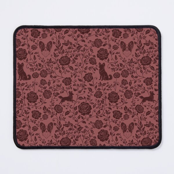 Item preview, Papillon Floral Silhouette Pattern | Elegant Butterfly Dog Design in Red designed and sold by WildLakePatterns.