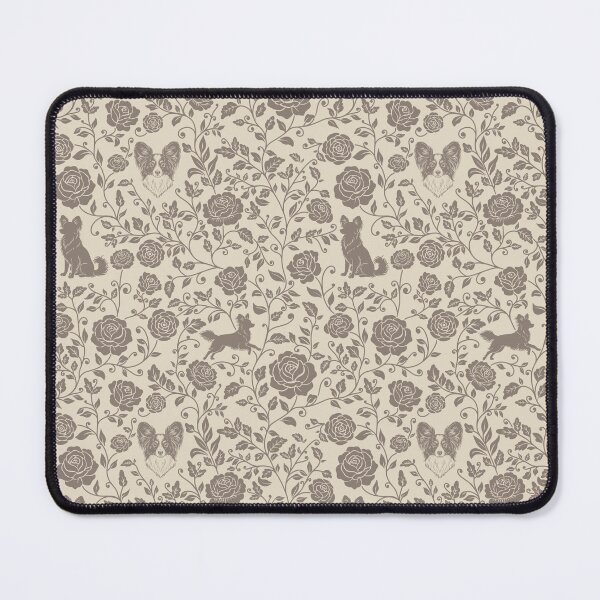 Item preview, Papillon Floral Silhouette Pattern | Elegant Butterfly Dog Design in Sepia designed and sold by WildLakePatterns.