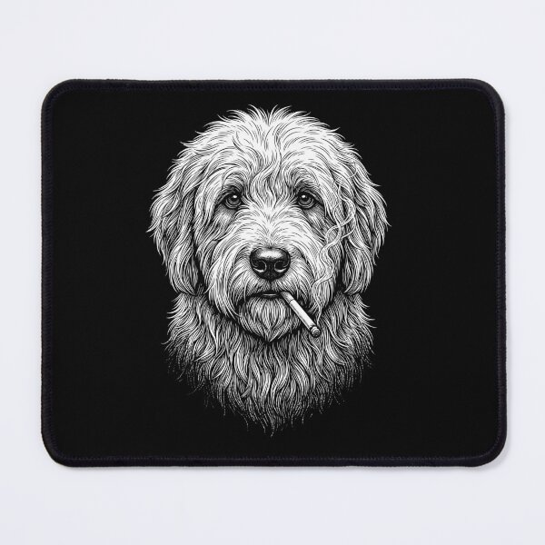 Item preview, Funny Old English Sheepdog Smoking Meme Dog Owner designed and sold by DoodleTortle.